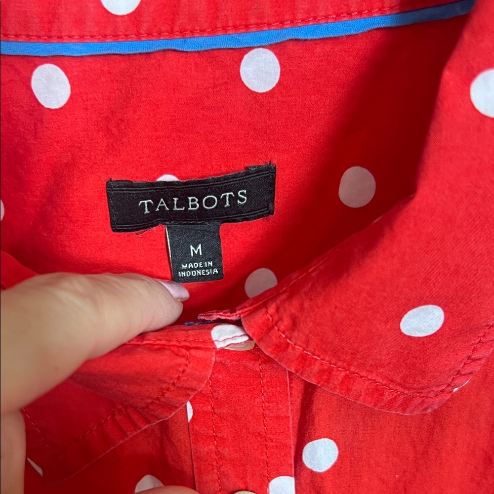 Red Polka Dot Button-Up Shirt Tambolts 100% cotton - Picture 2 of 8